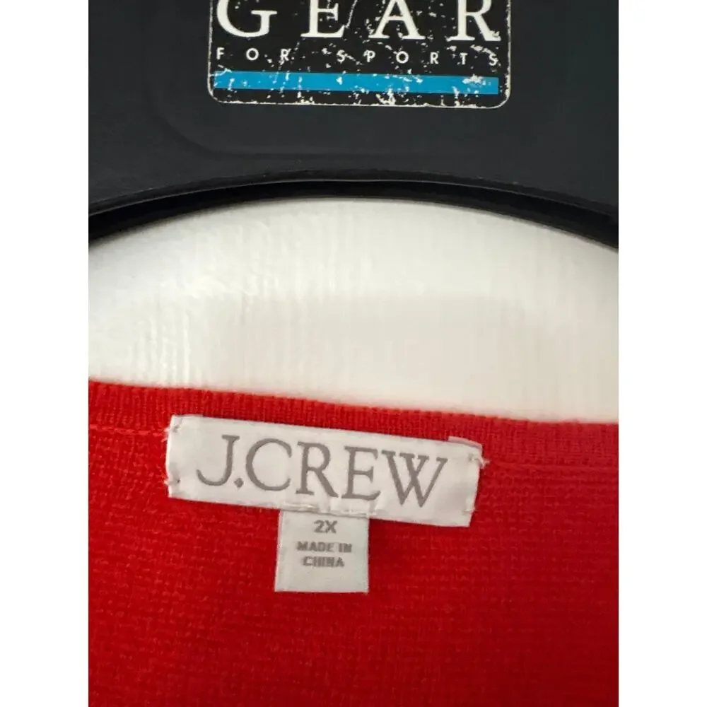 J. Crew Giselle Orange Merino Wool Cotton  Cardigan Sweater Gold Nautical 2X